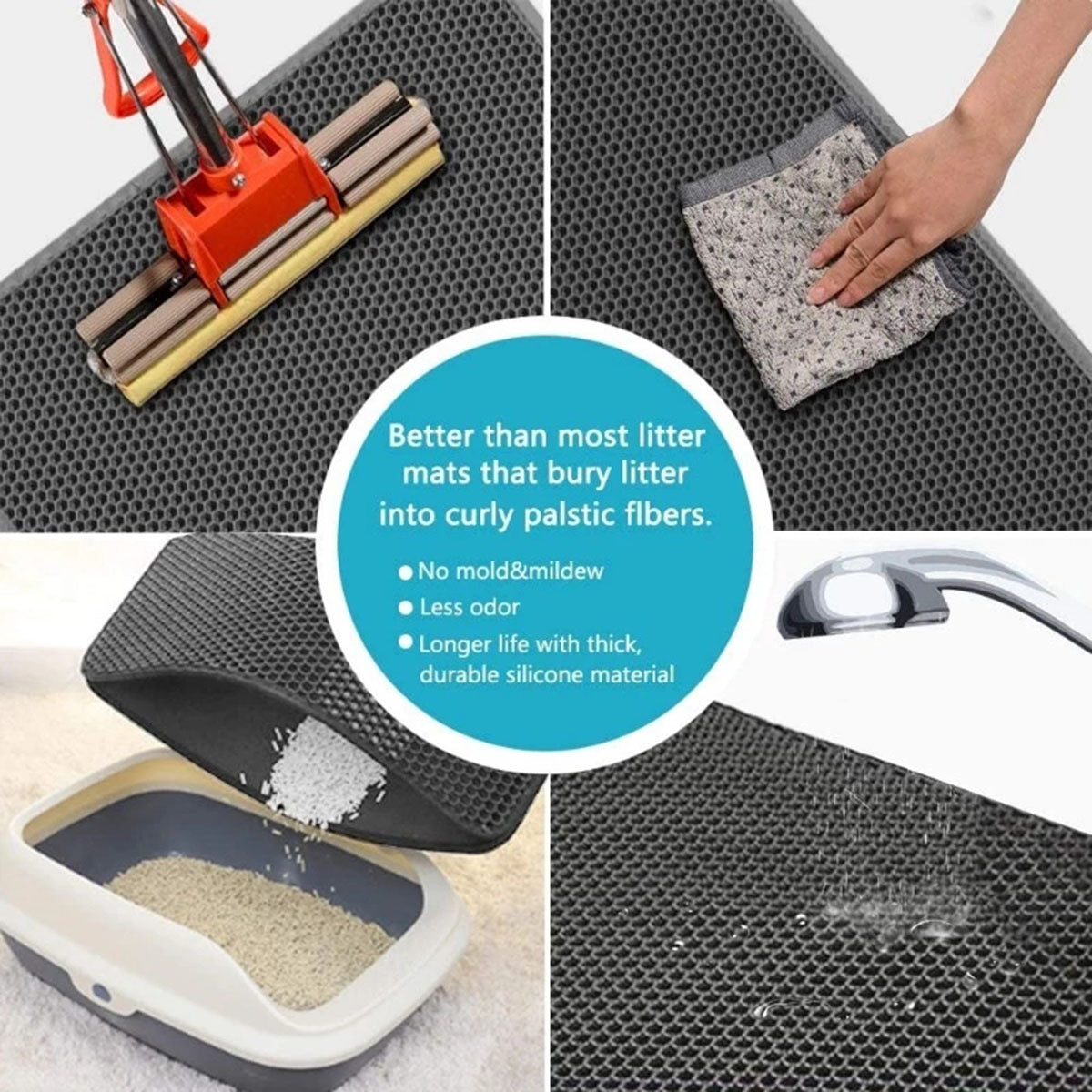 Tapete Para Capturar Arena Para Gatos, Tapete Para Trampa De Arena Para Gatitos Impermeable -16"-20"-