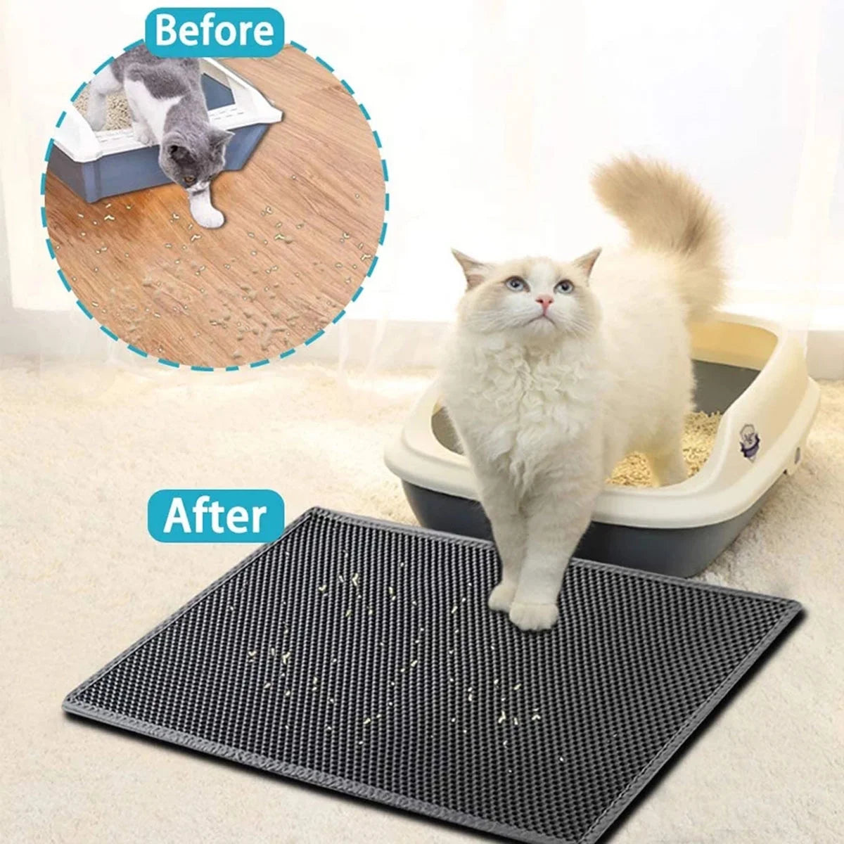Tapete Para Capturar Arena Para Gatos, Tapete Para Trampa De Arena Para Gatitos Impermeable -16"-20"-