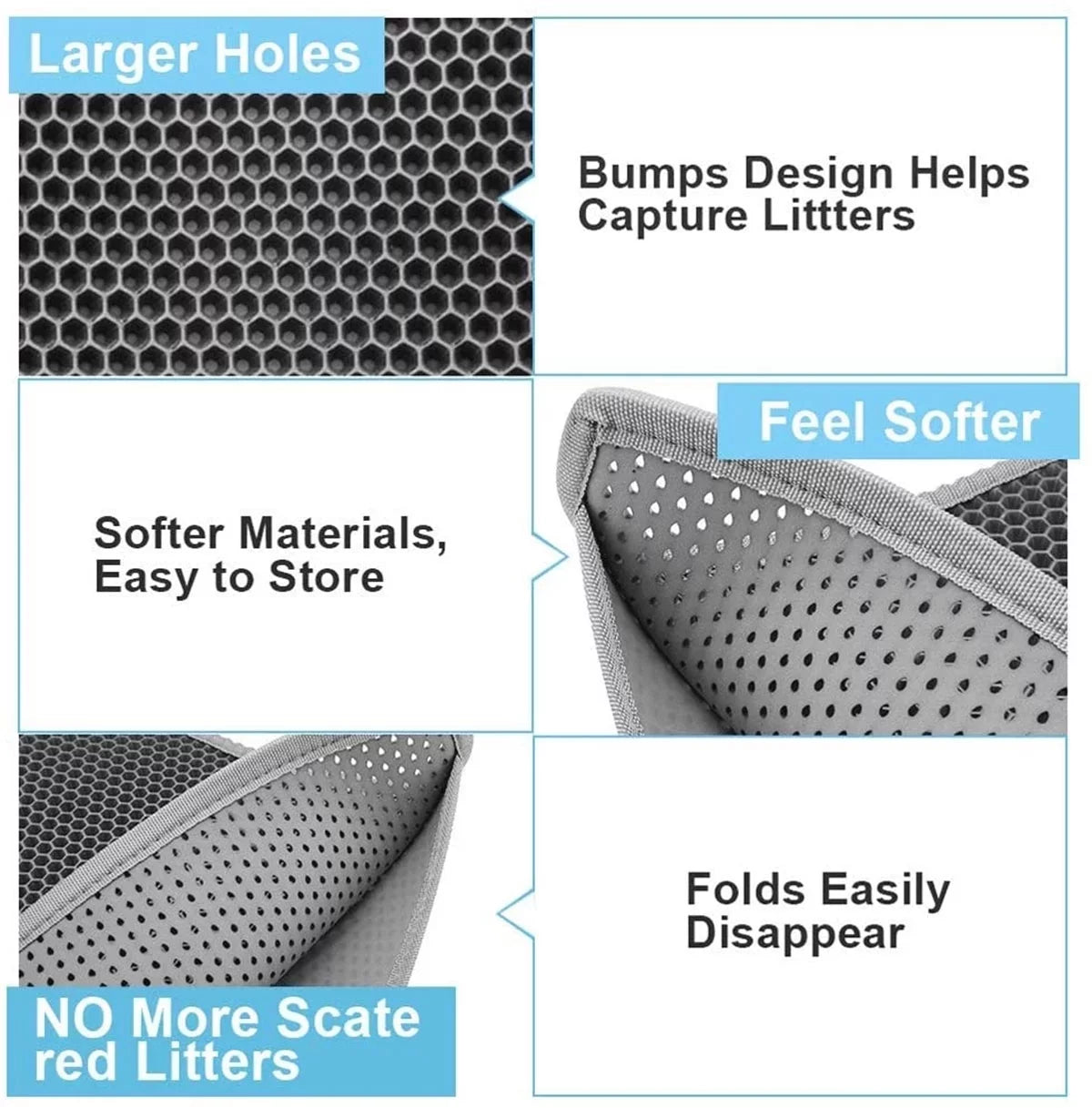 Tapete Para Capturar Arena Para Gatos, Tapete Para Trampa De Arena Para Gatitos Impermeable -16"-20"-