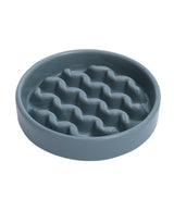 Blue textured pet bowl on a white background